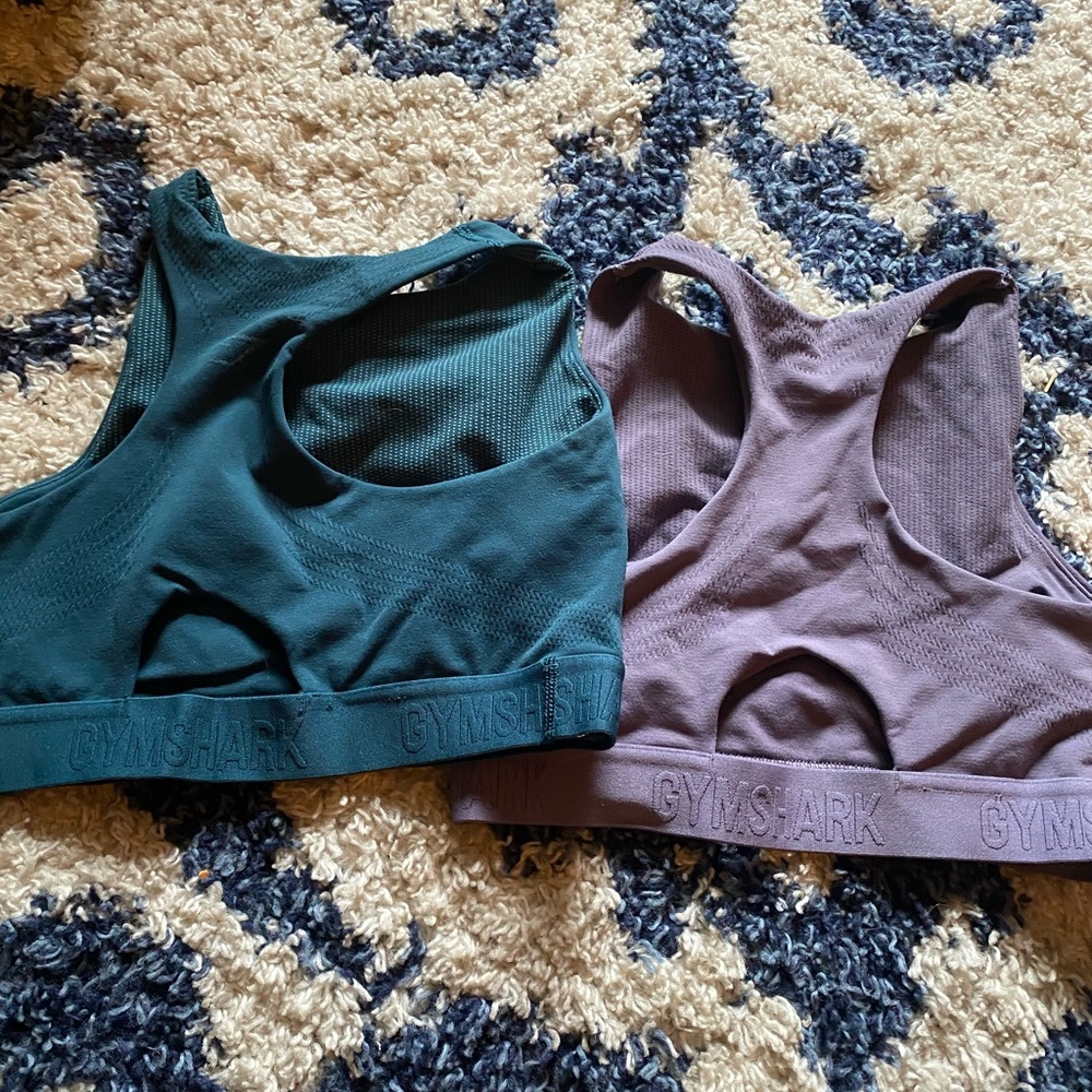 Gymshark Sports Bras Green and Purple Medium Support